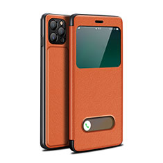 Custodia Portafoglio In Pelle Cover con Supporto T05 per Apple iPhone 12 Pro Max Arancione
