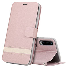 Custodia Portafoglio In Pelle Cover con Supporto T05 per Huawei P30 Oro Rosa
