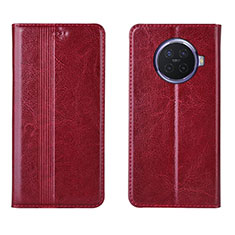 Custodia Portafoglio In Pelle Cover con Supporto T05 per Oppo Ace2 Rosso