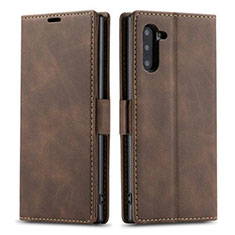 Custodia Portafoglio In Pelle Cover con Supporto T05 per Samsung Galaxy Note 10 5G Marrone