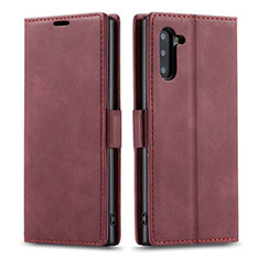 Custodia Portafoglio In Pelle Cover con Supporto T05 per Samsung Galaxy Note 10 5G Rosso Rosa