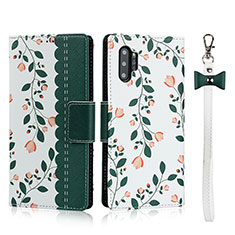 Custodia Portafoglio In Pelle Cover con Supporto T05 per Samsung Galaxy Note 10 Plus 5G Verde