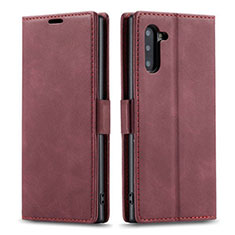 Custodia Portafoglio In Pelle Cover con Supporto T05 per Samsung Galaxy Note 10 Rosso Rosa