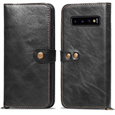Custodia Portafoglio In Pelle Cover con Supporto T05 per Samsung Galaxy S10 Plus Nero