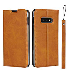 Custodia Portafoglio In Pelle Cover con Supporto T05 per Samsung Galaxy S10e Arancione