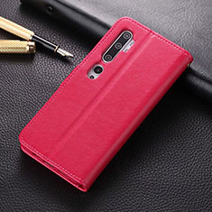 Custodia Portafoglio In Pelle Cover con Supporto T05 per Xiaomi Mi Note 10 Pro Rosa Caldo