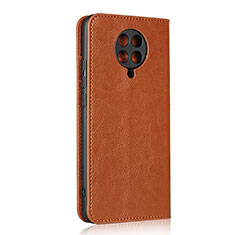 Custodia Portafoglio In Pelle Cover con Supporto T05 per Xiaomi Redmi K30 Pro 5G Arancione