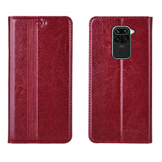 Custodia Portafoglio In Pelle Cover con Supporto T05 per Xiaomi Redmi Note 9 Rosso