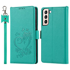 Custodia Portafoglio In Pelle Cover con Supporto T05D per Samsung Galaxy S22 5G Verde