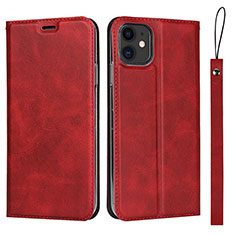 Custodia Portafoglio In Pelle Cover con Supporto T06 per Apple iPhone 11 Rosso