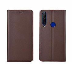 Custodia Portafoglio In Pelle Cover con Supporto T06 per Huawei Honor 20E Marrone