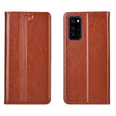 Custodia Portafoglio In Pelle Cover con Supporto T06 per Huawei Honor View 30 5G Arancione