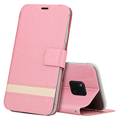 Custodia Portafoglio In Pelle Cover con Supporto T06 per Huawei Mate 20 Pro Rosa