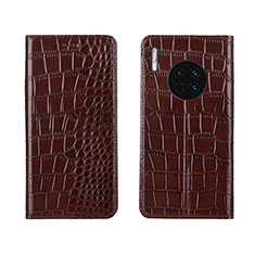 Custodia Portafoglio In Pelle Cover con Supporto T06 per Huawei Mate 30 Pro Marrone