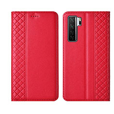 Custodia Portafoglio In Pelle Cover con Supporto T06 per Huawei Nova 7 SE 5G Rosso