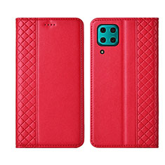 Custodia Portafoglio In Pelle Cover con Supporto T06 per Huawei Nova 7i Rosso