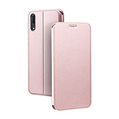 Custodia Portafoglio In Pelle Cover con Supporto T06 per Huawei P20 Oro Rosa