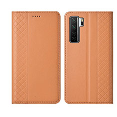 Custodia Portafoglio In Pelle Cover con Supporto T06 per Huawei P40 Lite 5G Arancione