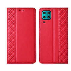 Custodia Portafoglio In Pelle Cover con Supporto T06 per Huawei P40 Lite Rosso