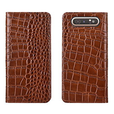 Custodia Portafoglio In Pelle Cover con Supporto T06 per Samsung Galaxy A80 Arancione