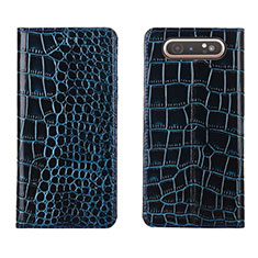 Custodia Portafoglio In Pelle Cover con Supporto T06 per Samsung Galaxy A90 4G Blu