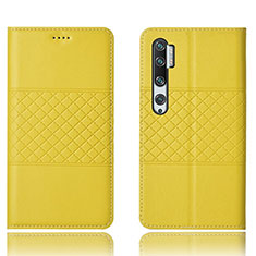 Custodia Portafoglio In Pelle Cover con Supporto T06 per Xiaomi Mi Note 10 Giallo
