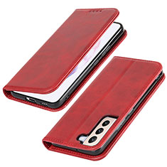 Custodia Portafoglio In Pelle Cover con Supporto T06D per Samsung Galaxy S22 5G Rosso