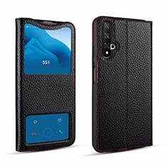 Custodia Portafoglio In Pelle Cover con Supporto T07 per Huawei Honor 20S Nero