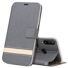 Custodia Portafoglio In Pelle Cover con Supporto T07 per Huawei P30 Lite Grigio