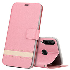 Custodia Portafoglio In Pelle Cover con Supporto T07 per Huawei P30 Lite Rosa
