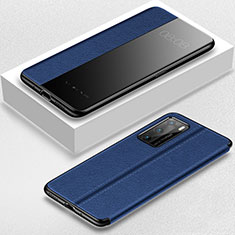 Custodia Portafoglio In Pelle Cover con Supporto T07 per Huawei P40 Blu