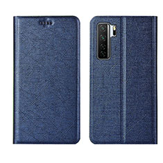Custodia Portafoglio In Pelle Cover con Supporto T07 per Huawei P40 Lite 5G Blu