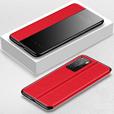 Custodia Portafoglio In Pelle Cover con Supporto T07 per Huawei P40 Rosso