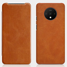 Custodia Portafoglio In Pelle Cover con Supporto T07 per OnePlus 7T Arancione