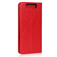 Custodia Portafoglio In Pelle Cover con Supporto T07 per Samsung Galaxy A80 Rosso
