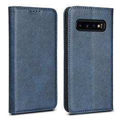 Custodia Portafoglio In Pelle Cover con Supporto T07 per Samsung Galaxy S10 Blu