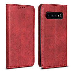 Custodia Portafoglio In Pelle Cover con Supporto T07 per Samsung Galaxy S10 Rosso