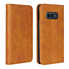 Custodia Portafoglio In Pelle Cover con Supporto T07 per Samsung Galaxy S10e Arancione