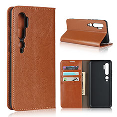Custodia Portafoglio In Pelle Cover con Supporto T07 per Xiaomi Mi Note 10 Arancione