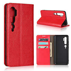 Custodia Portafoglio In Pelle Cover con Supporto T07 per Xiaomi Mi Note 10 Pro Rosso