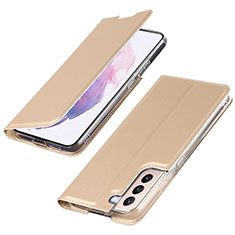 Custodia Portafoglio In Pelle Cover con Supporto T07D per Samsung Galaxy S21 5G Oro