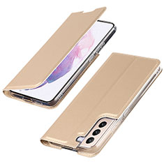 Custodia Portafoglio In Pelle Cover con Supporto T07D per Samsung Galaxy S22 5G Oro