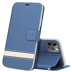 Custodia Portafoglio In Pelle Cover con Supporto T08 per Apple iPhone 11 Pro Blu