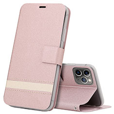 Custodia Portafoglio In Pelle Cover con Supporto T08 per Apple iPhone 11 Pro Max Oro Rosa