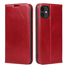 Custodia Portafoglio In Pelle Cover con Supporto T08 per Apple iPhone 11 Rosso