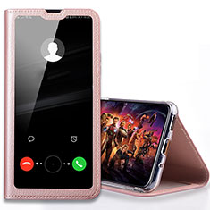 Custodia Portafoglio In Pelle Cover con Supporto T08 per Huawei Honor 20 Lite Oro Rosa