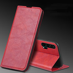 Custodia Portafoglio In Pelle Cover con Supporto T08 per Huawei Honor 20 Pro Rosso