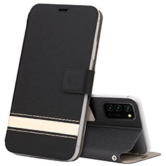 Custodia Portafoglio In Pelle Cover con Supporto T08 per Huawei Honor V30 5G Nero