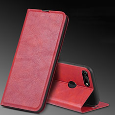 Custodia Portafoglio In Pelle Cover con Supporto T08 per Huawei Honor View 20 Rosso