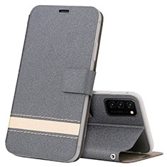 Custodia Portafoglio In Pelle Cover con Supporto T08 per Huawei Honor View 30 5G Grigio